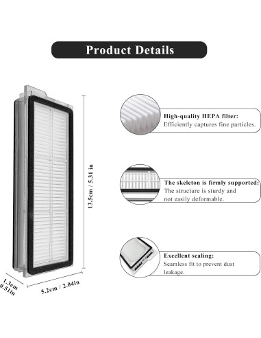 Filtro HEPA Soniicmomo Compatible con Roborock Qrevo - Paquete de 6