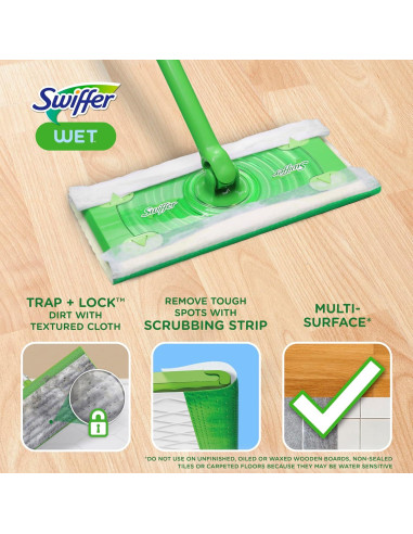 Paños de Limpieza Húmedos Swiffer Sweeper 24 Unidades