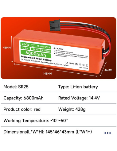 Batería de Reemplazo 14.4V Palogreen 6800mAh para Xiaomi