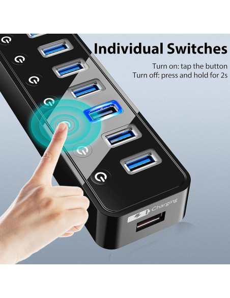 Hub USB 3.0 Alimentado 7 Puertos con Carga Inteligente BYX2-0504000-1