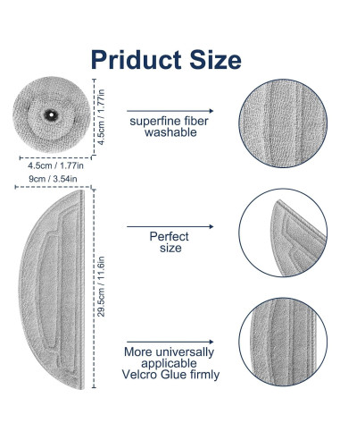 10 Paños de Microfibra Reemplazo para Roborock S8 MaxV Ultra