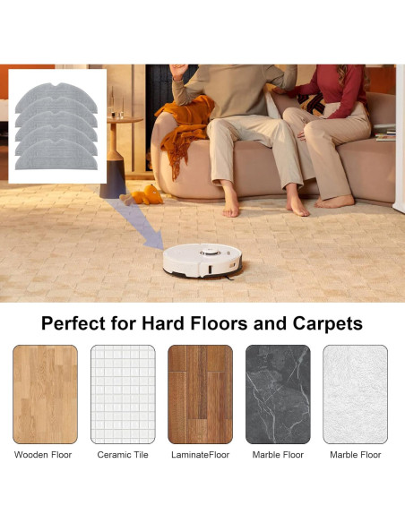 5 Almohadillas de Mopa Microfibra para Roborock S8 Pro Ultra