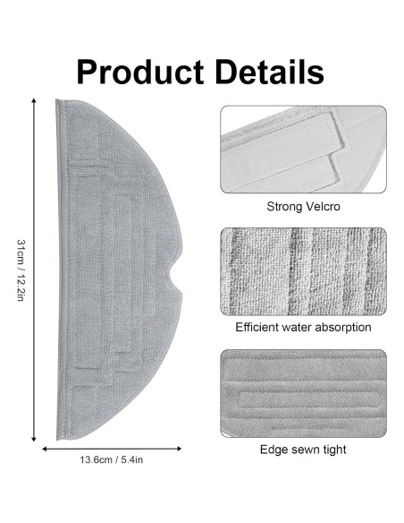 5 Almohadillas de Mopa Microfibra para Roborock S8 Pro Ultra