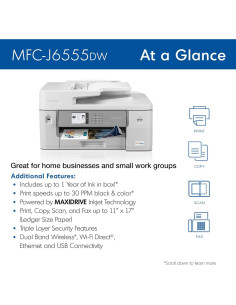 Impresora Brother MFC-J6555DW INKvestment Color A3 Todo-en-Uno 2