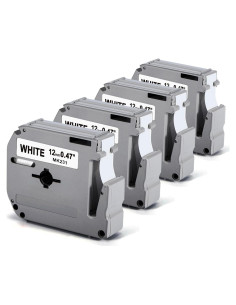 Cinta de Etiqueta Labelife M-K231 12mm Negro sobre Blanco - Paquete de 4