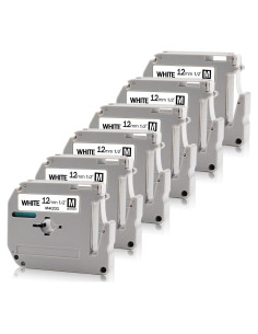 Cinta de Etiqueta Absonic M231 12mm Negra sobre Blanca - 6 Pack