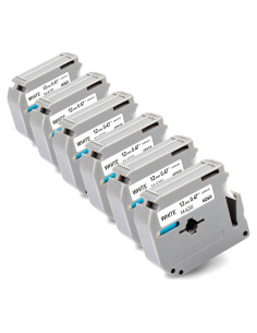 Paquete de 6 Cintas de Etiqueta M-K231s Labelwell 12mm Negro sobre Blanco