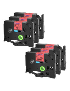 Cinta de Etiqueta Laminada USUPERINK TZe-431 12mm Negra/Roja 6PK