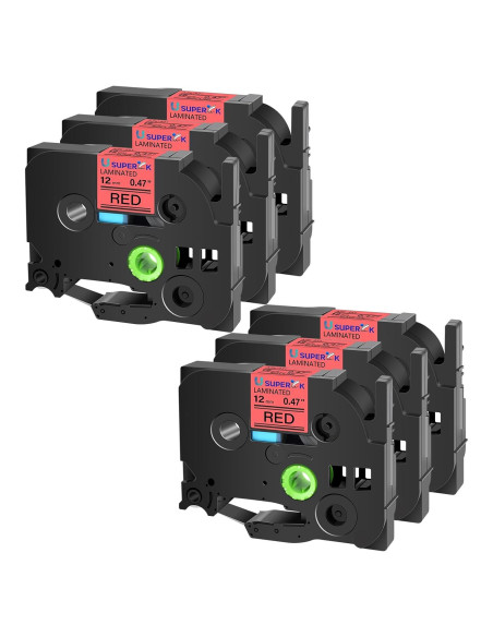 Cinta de Etiqueta Laminada USUPERINK TZe-431 12mm Negra/Roja 6PK