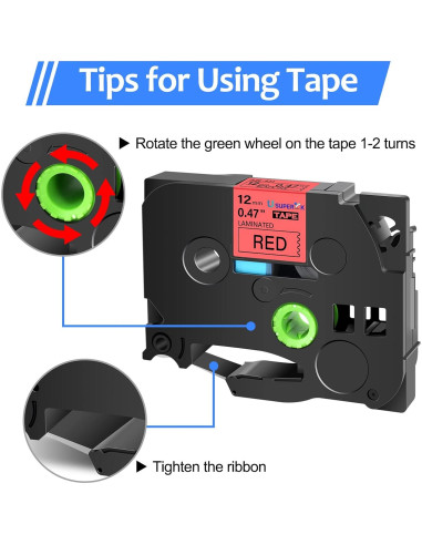 Cinta de Etiqueta Laminada USUPERINK TZe-431 12mm Negra/Roja 6PK