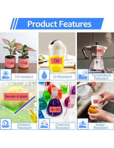 Cinta de Etiqueta Laminada USUPERINK TZe-431 12mm Negra/Roja 6PK