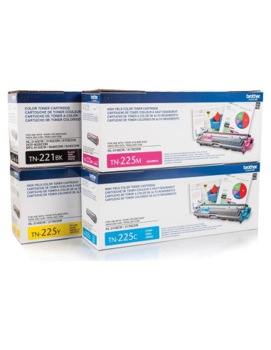 Cartuchos de Tóner Brother TN221BK y TN225C/M/Y Set 4 Colores
