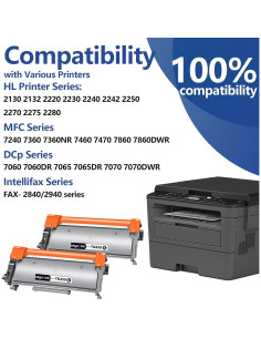 Cartucho de Tóner Compatible TN450 OKGO!INK Paquete de 2 Negro 2