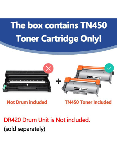 Cartucho de Tóner Compatible TN450 OKGO!INK Paquete de 2 Negro
