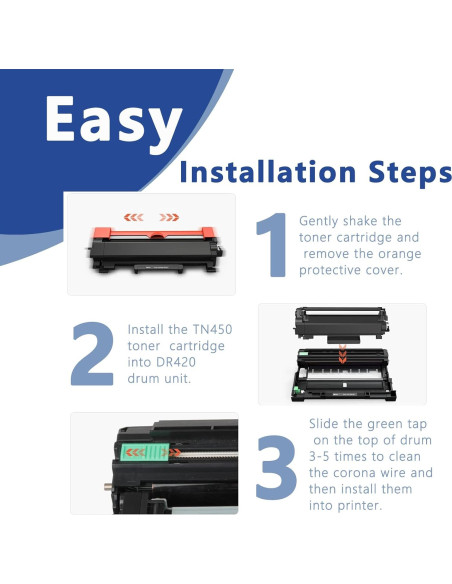 Cartucho de Tóner Compatible TN450 OKGO!INK Paquete de 2 Negro