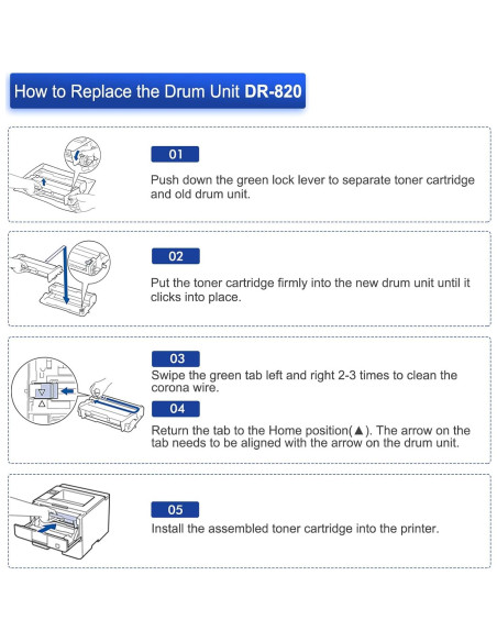 Unidad de Tambor Compatible Toner Bank DR820 para Brother