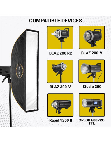Softbox Glow EZ Lock 12x56" Montaje Bowens con Difusores