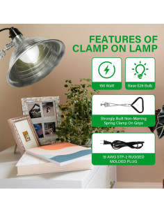 Lámpara de Abrazadera Simple Deluxe 150W Reflector Aluminio 21.6cm Paquete 6 2