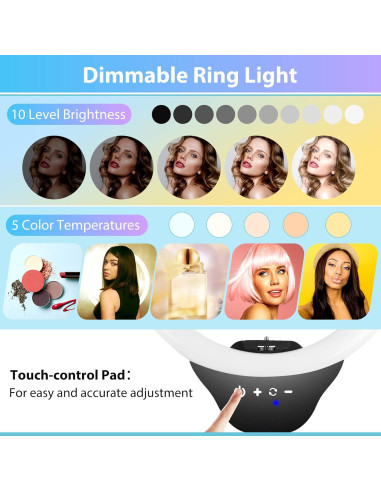 Luz de Anillo Selfie Sensyne 35.56 cm con Trípode 157 cm