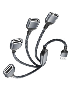 Divisor USB-A 4 Puertos Elebase 0.3M Adaptador Gris