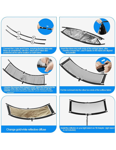 Difusor Reflector Clamshell WELLMAKING 100x50cm con Bolsa