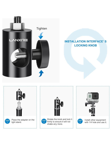 Adaptador de Montaje Rápido Lanxire 1/4" para Soporte de Luz