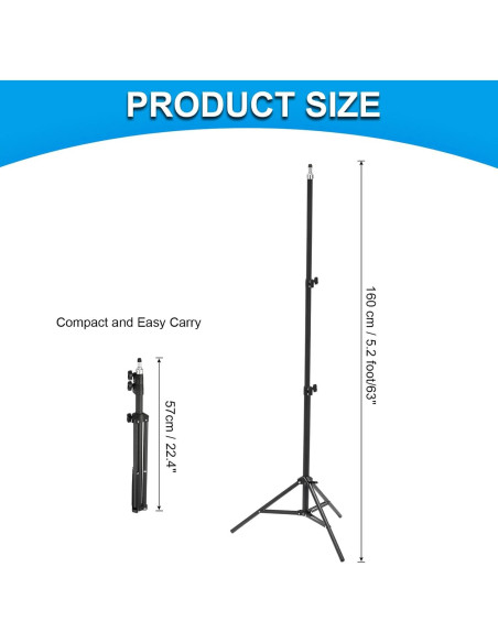 Soporte de Luz Fotográfica Ajustable PATIKIL 160 cm Metal