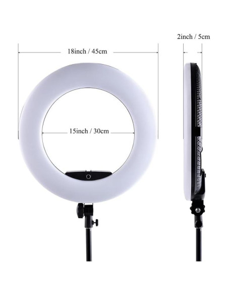 Anillo de Luz LED 18" Yidoblo 96W con Soporte y Espejo