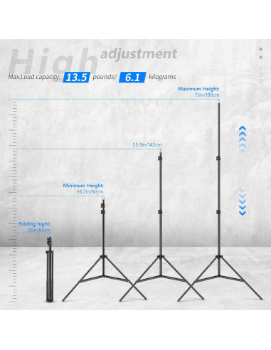 Soporte de Luz Plegable Neewer 1.9m con Bolsa de Transporte