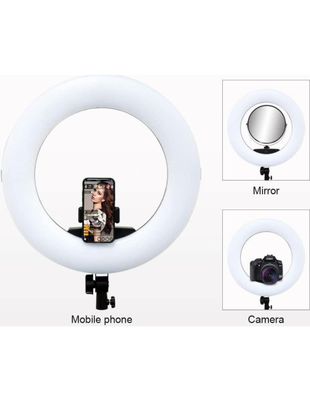 Anillo de Luz LED 18" Yidoblo 96W con Soporte y Espejo