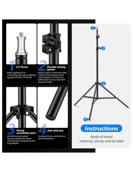 Soporte de Luz Plegable Neewer 1.9m con Bolsa de Transporte