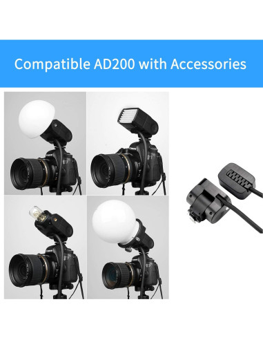 Cabezal de Flash Godox EC200 200W con Cable de 2m para AD200/AD200Pro