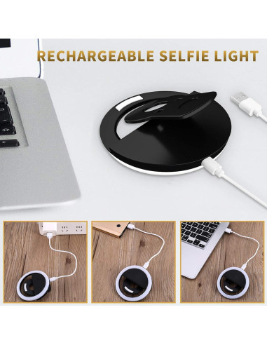 Anillo de Luz Selfie Recargable DAYFULI LR-68 - Negro