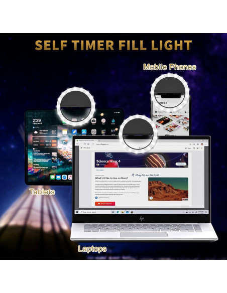 Anillo de Luz Selfie Recargable DAYFULI LR-68 - Negro