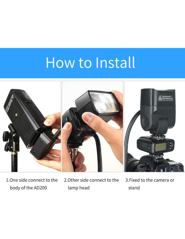 Cabezal de Flash Godox EC200 200W con Cable de 2m para AD200/AD200Pro