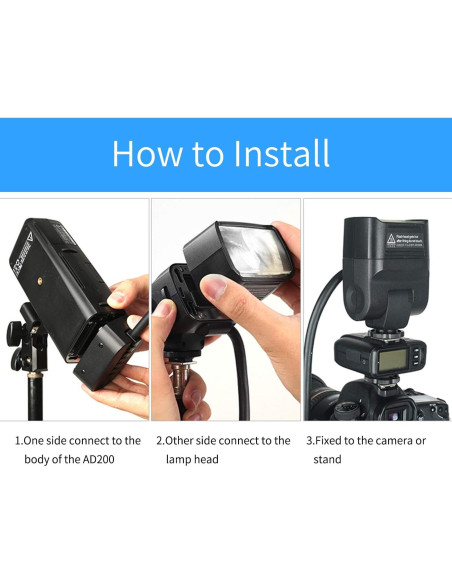 Cabezal de Flash Godox EC200 200W con Cable de 2m para AD200/AD200Pro