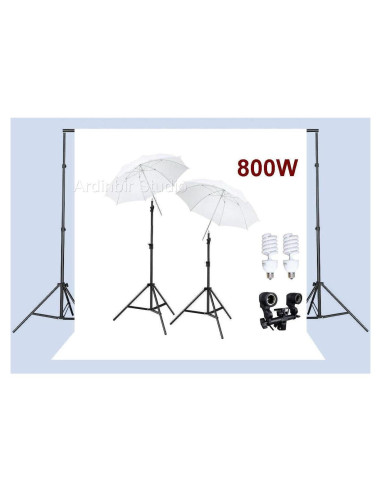 Kit de Iluminación Continua Ardinbir Studio 800W con Paraguas