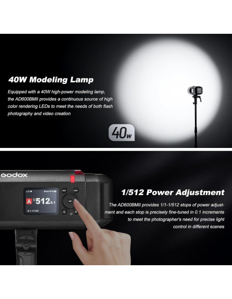 Flash Godox AD600BM II 600Ws con Luz de Modelado 40W