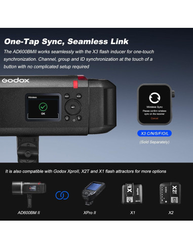 Flash Godox AD600BM II 600Ws con Luz de Modelado 40W