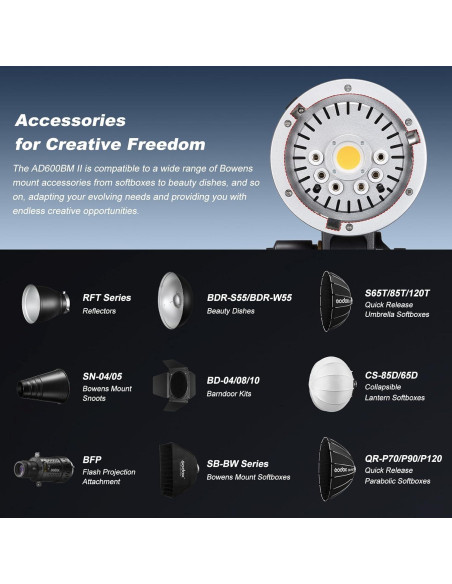 Flash Godox AD600BM II 600Ws con Luz de Modelado 40W