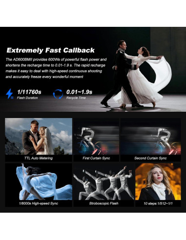 Flash Godox AD600BM II 600Ws con Luz de Modelado 40W