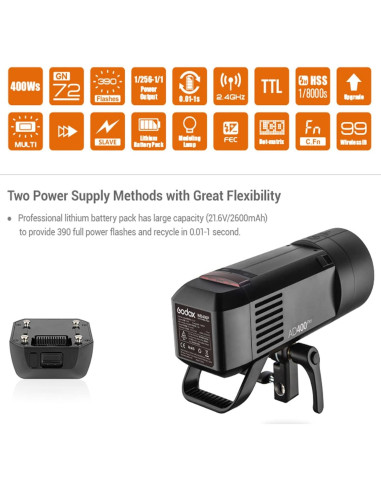 Flash Godox AD400Pro 400Ws Todo-en-Uno Portátil