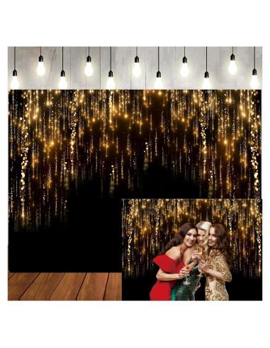 Fondo de Vinilo 8x6ft LTLYH Negro y Dorado para Fotos