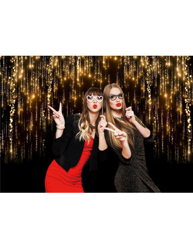 Fondo de Vinilo 8x6ft LTLYH Negro y Dorado para Fotos