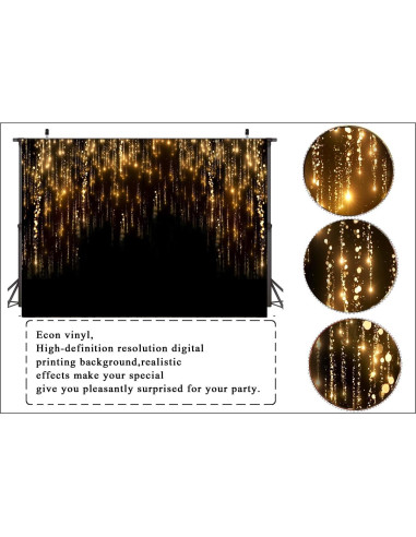 Fondo de Vinilo 8x6ft LTLYH Negro y Dorado para Fotos