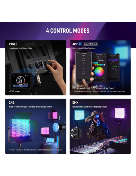 Panel de Luz LED RGB NEEWER PL60C 60W con Soporte Ajustable