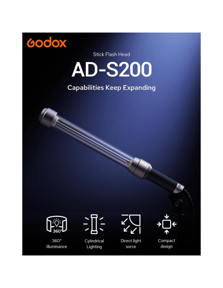 Godox AD-S200 Stick Flash Head 200W 5800K para AD200/AD200Pro