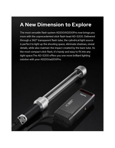 Godox AD-S200 Stick Flash Head 200W 5800K para AD200/AD200Pro