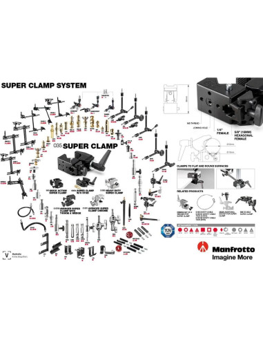 Abrazadera Super Clamp Manfrotto 035 - 15kg, Aluminio, Negro