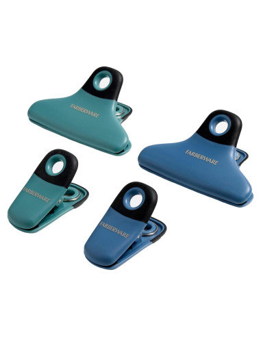 Juego de Clips para Bolsas FARBERWARE 4 Piezas Duraderos Azul Verde